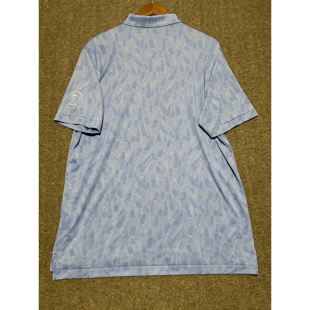Peter millar polo shirt mens Large leaf print blue performance stretch golf - Picture 2 of 8
